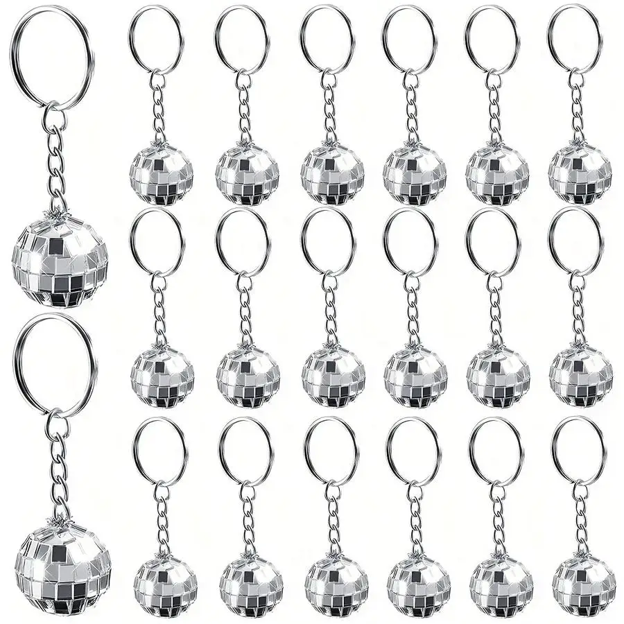 1/5/10/20/50/100pcs Gift for Her/Him: 20-Piece Set of Mirror Ball Keychains, Mini Silver Mirror Ball Keychains, Party Favors, Ch
