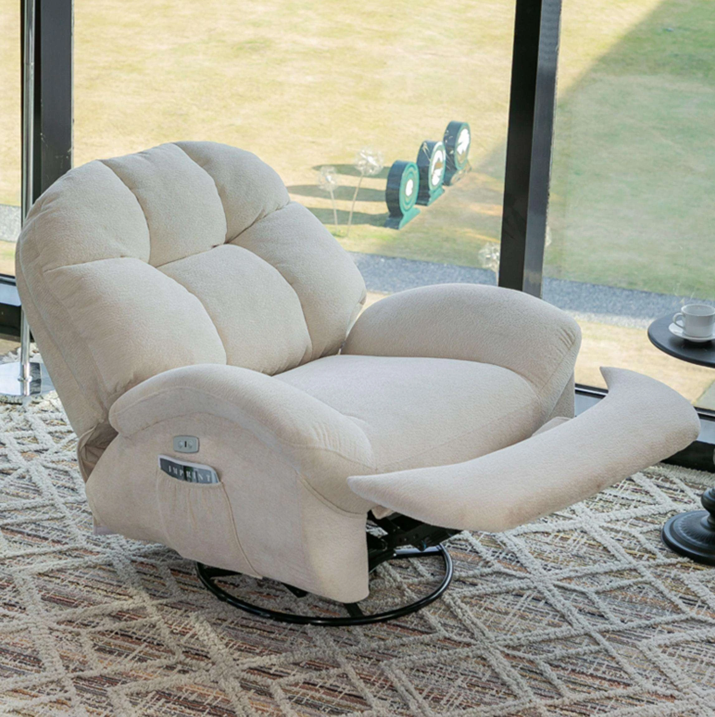 High Quality Modern Swivel Rocking Recliner Sofa With Fabric Upholstery Metal Frame Tilting & Adjustable Features