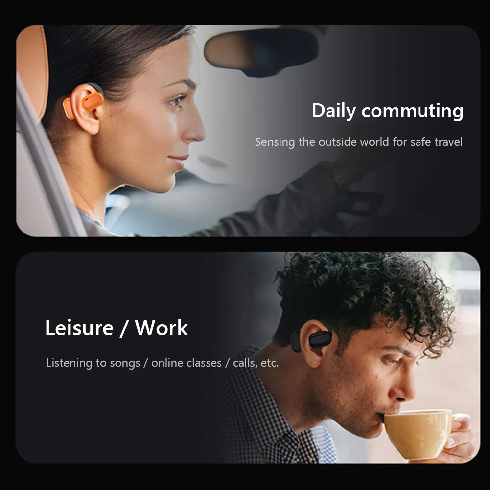 Auriculares inalámbricos con Bluetooth, cascos completamente abiertos, conducción de aire, gancho para la oreja, manos libres, cancelación de ruido, audífonos deportivos