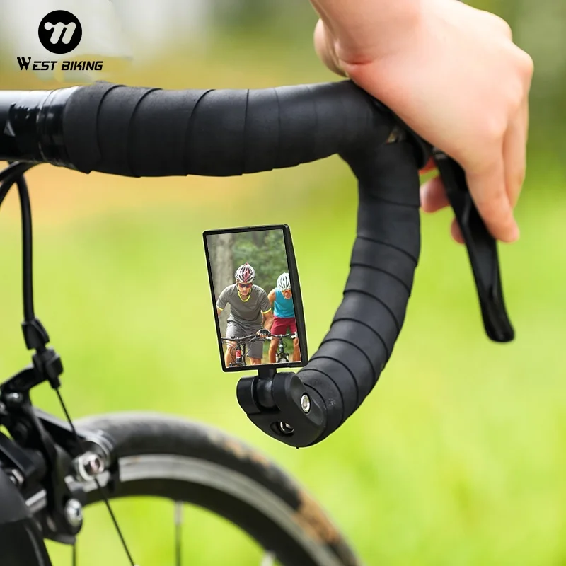 WEST BIKING HD Anti-glare Bicycle Rearview Mirror 360° Rotatable Bike Handlebar Mirror with Reflector for Road And MTB Cycling