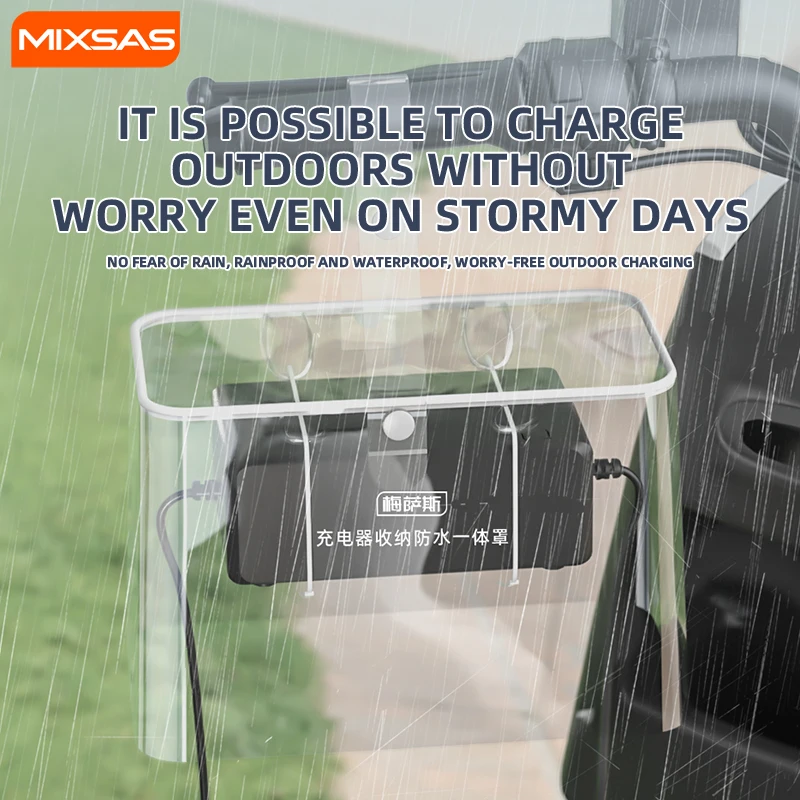 MIXSAS Waterproof EV Charger Cover Rain Sleeve Cover PVC Dustproof Charger Bag Electric Motor Vehicle Plug Protector Box Outdoor
