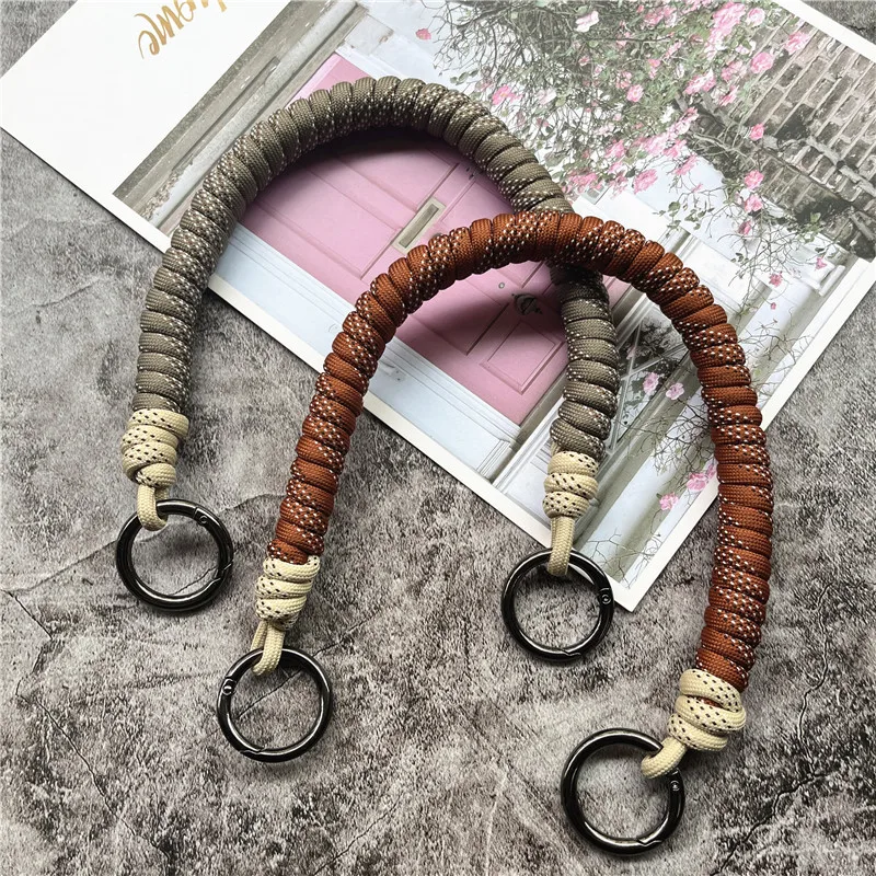 Bag Strap Hand Braided Handy Straps for Handbags Detachable Mobile Phone Bag Hanging Lanyard Metal Key Ring Lanyard Premium Rope