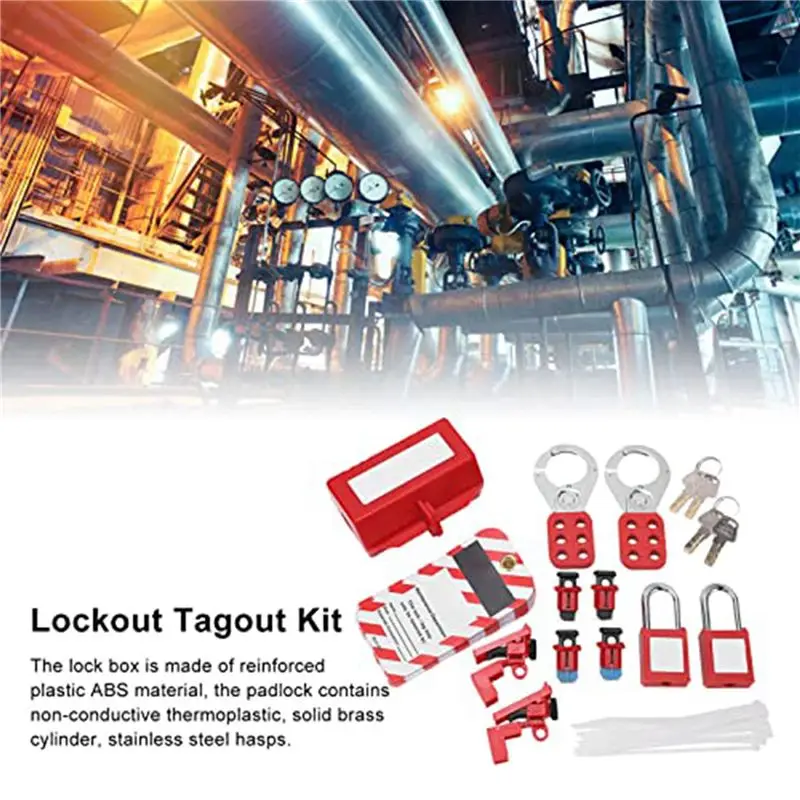 A95I 5X Electrical Circuit Breaker Lockout Tagout Kit Safety Padlock Set Plug Lock Out Tag Station Hasps for Industry