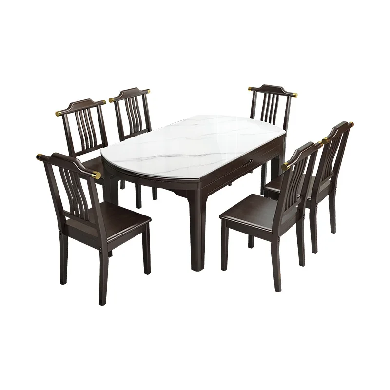 Sintered stone dining table solid wood folding for home use with modern minimalist extendable dining table