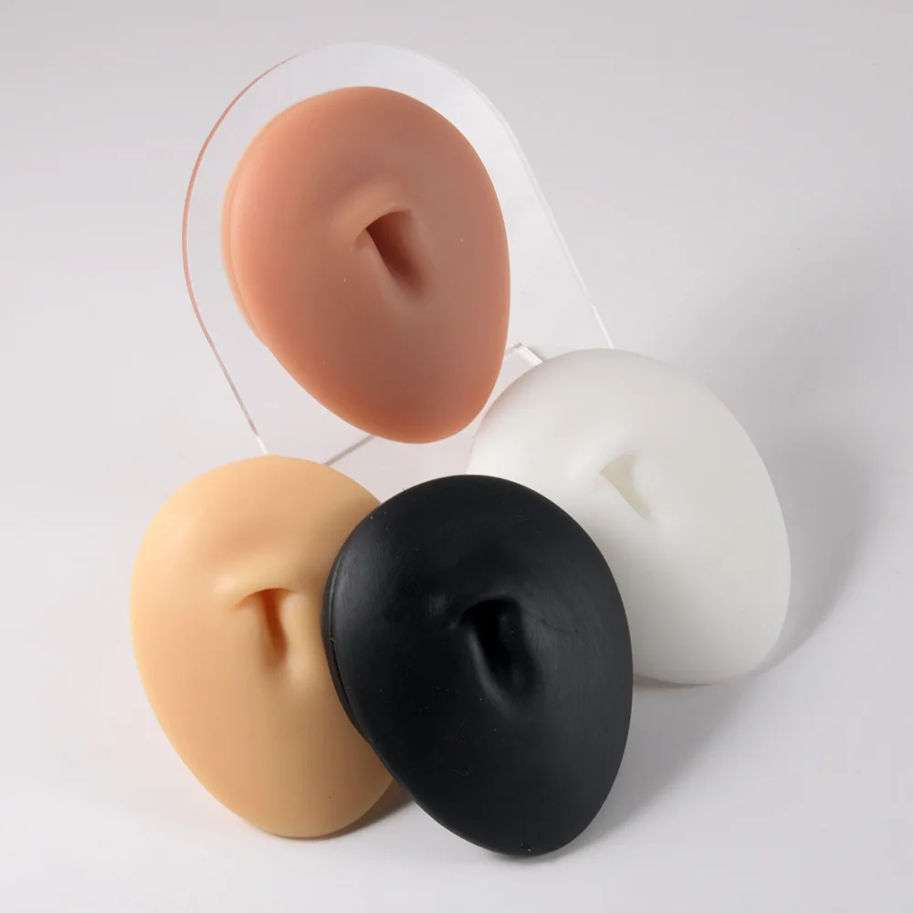 1PC Silicone Ear Model Tattoo Practice Piercing Tools Display Face Lip Teeth Tongue Ear Piercing Body Jewelry Acrylic Stand