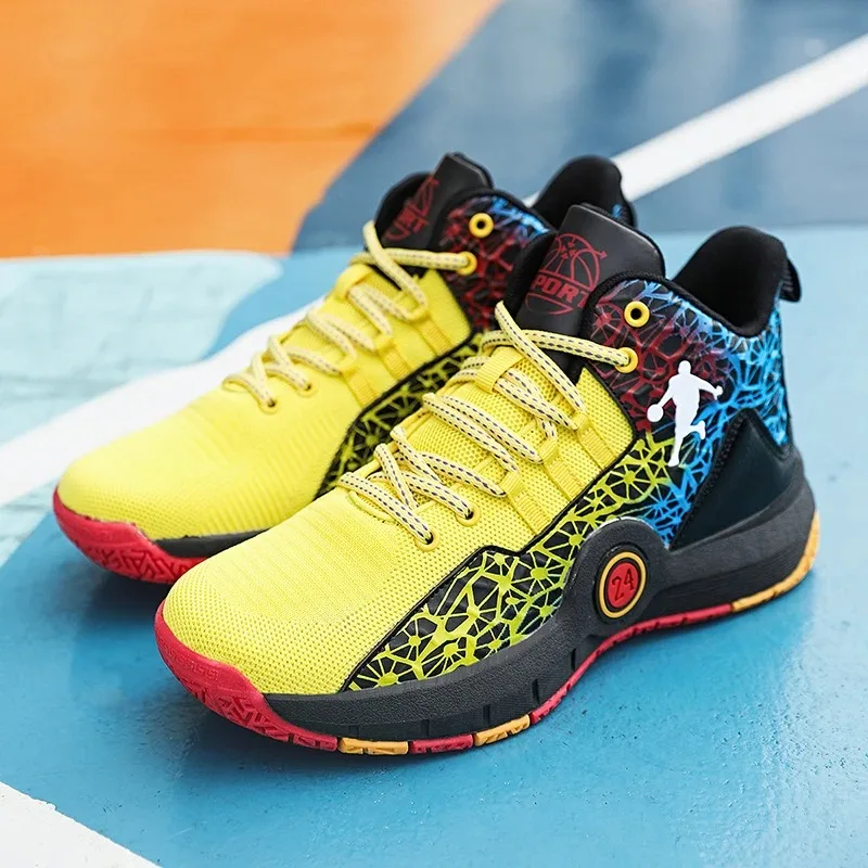 

Best-selling Parent-child Style Mid-top Anti-slip Wear-resistant Cushioning Large-sized Basketball Shoes Color-blocking Pattern
