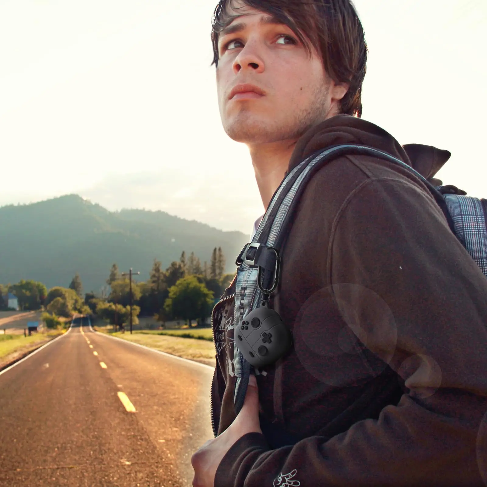 Buds FE Live 2 Pro 케이스 실리콘 헤드폰 커버 Galaxy Buds 2 Buzz FE Pro 커버 용 남성용 키 체인이있는 3D 게임 콘솔 케이스