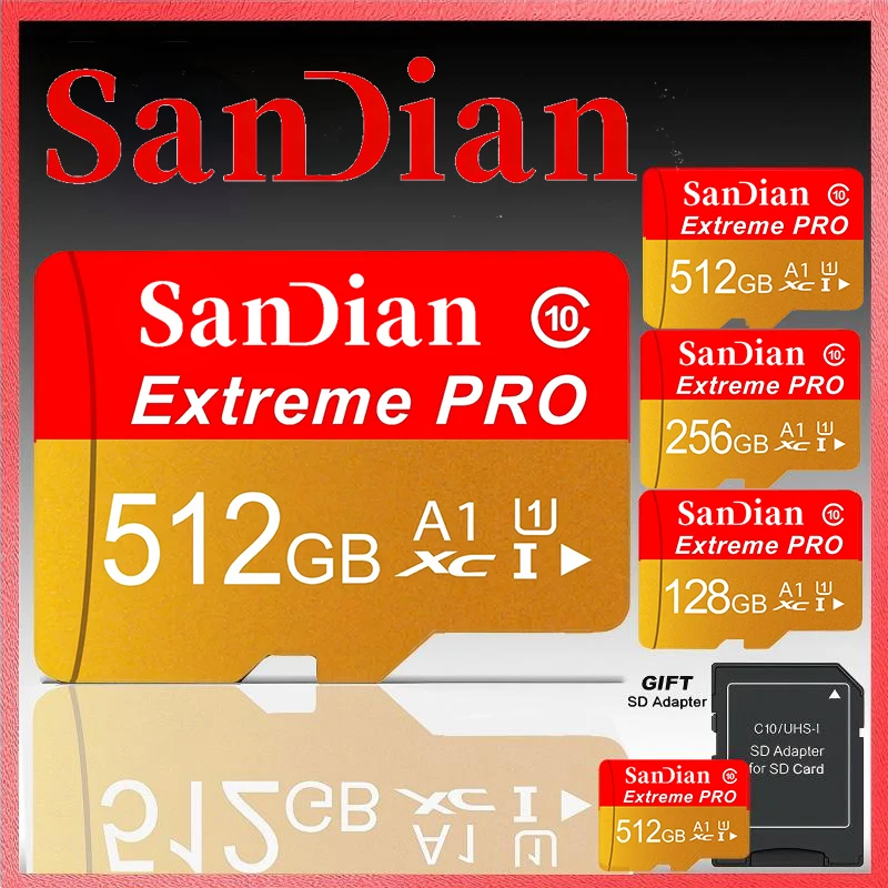 Micro TF SD Card 512GB 256GB 128GB 32GB Premium Memory Card V30 SD Cards TF Cards for PC/Tablet/Security Camera/Smart TV/Body Ca