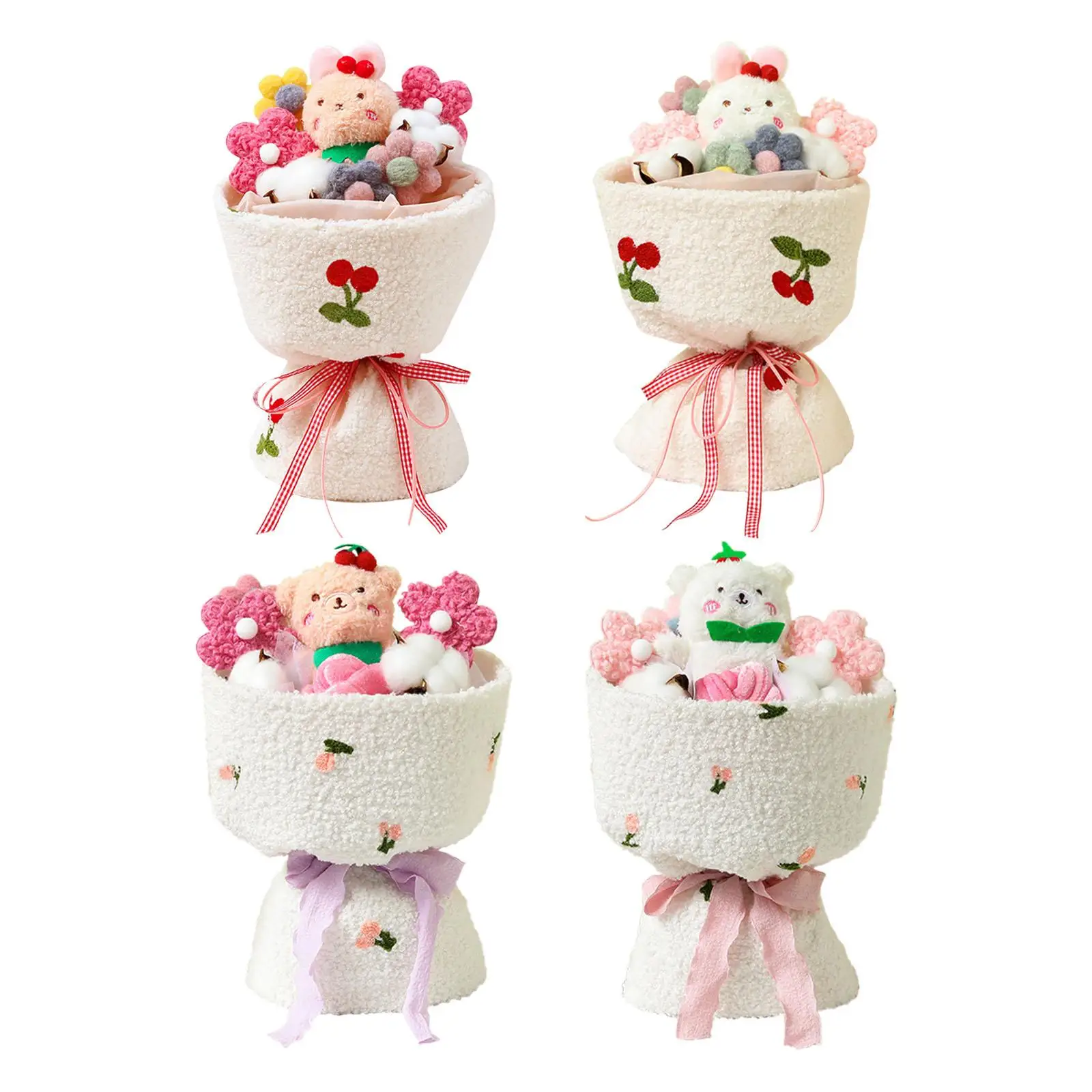 Valentines Day Plush Doll Bouquet Toy Artificial Flowers Wedding Gift Home