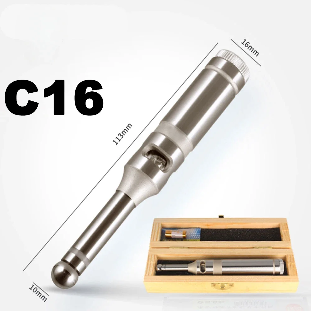 C16 C20 C32 Photoelectric Touch Point Sensor, LED Sound Alarm CNC Positioning Tool With Wooden Box