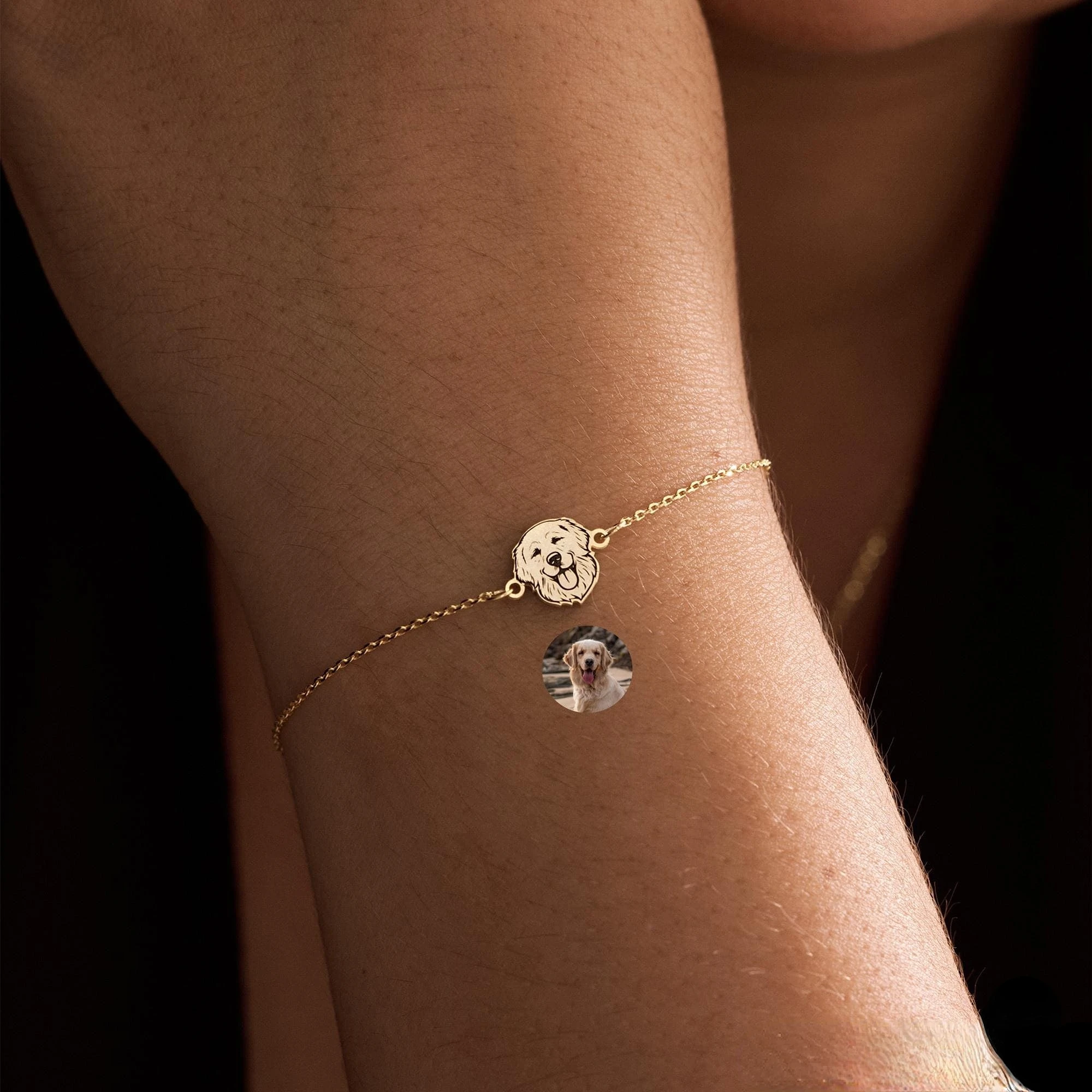 Ciondolo smerigliato personalizzato incisione laser braccialetto personalizzato con ritratto di animale domestico immagine commemorativa regalo di gioielli per le donne