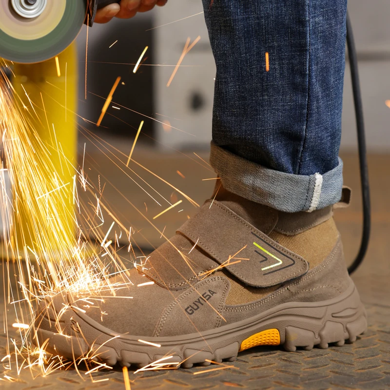 Men Cow Suede Anti Scald Welding Shoes Anti-Smash Safety Shoes Anti Puncture Work Shoes Security Industrial Shoes Wear Resistant