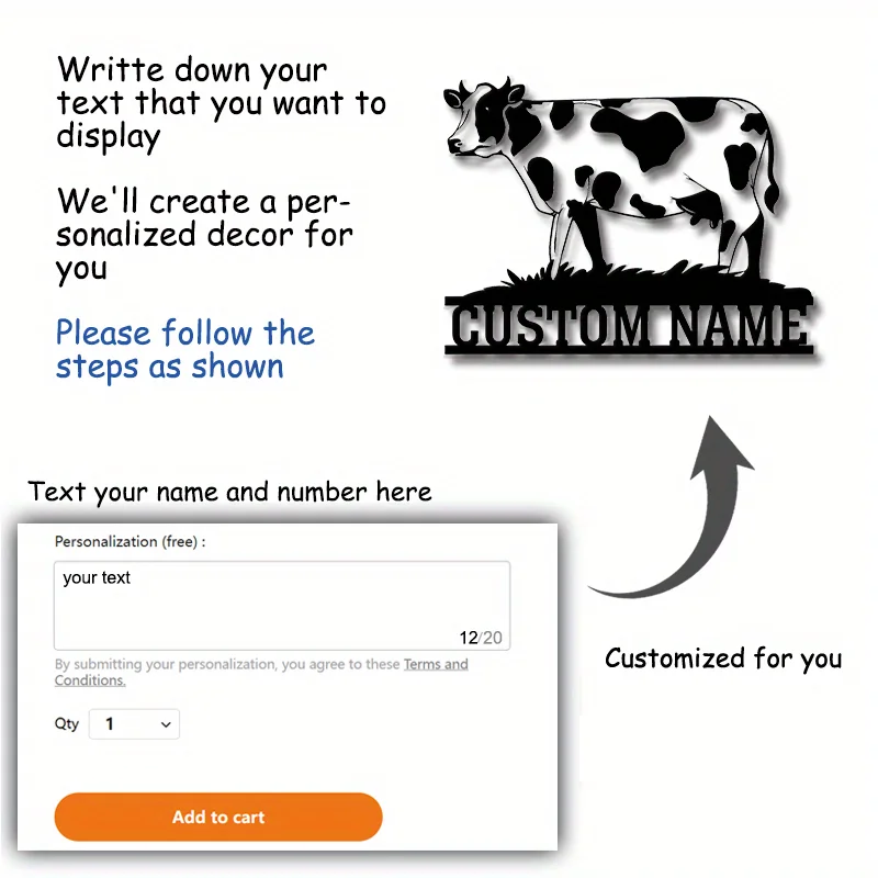 Custom Vintage Cow Farmhouse Metal Sign - Personalized Farm Wall Art, Barn Ranch Rustic Decor, Farmer Gift.