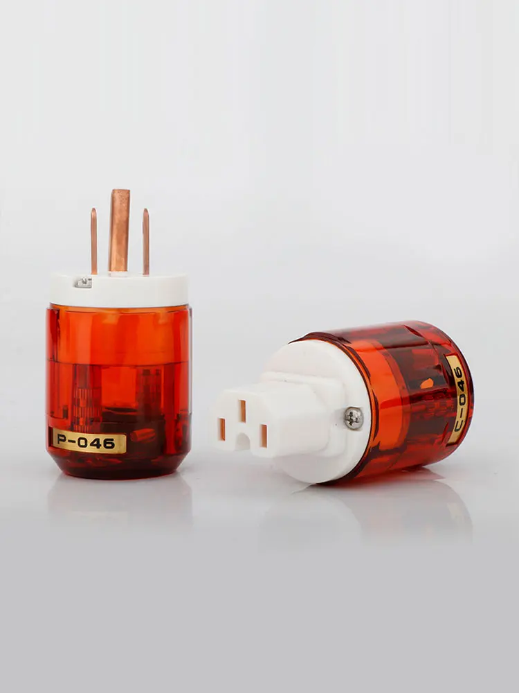Paar US-Netzstecker aus reinem Rotkupfer + IEC-Anschlussserie für Netzkabel mit weißem Stecker – Detail 7