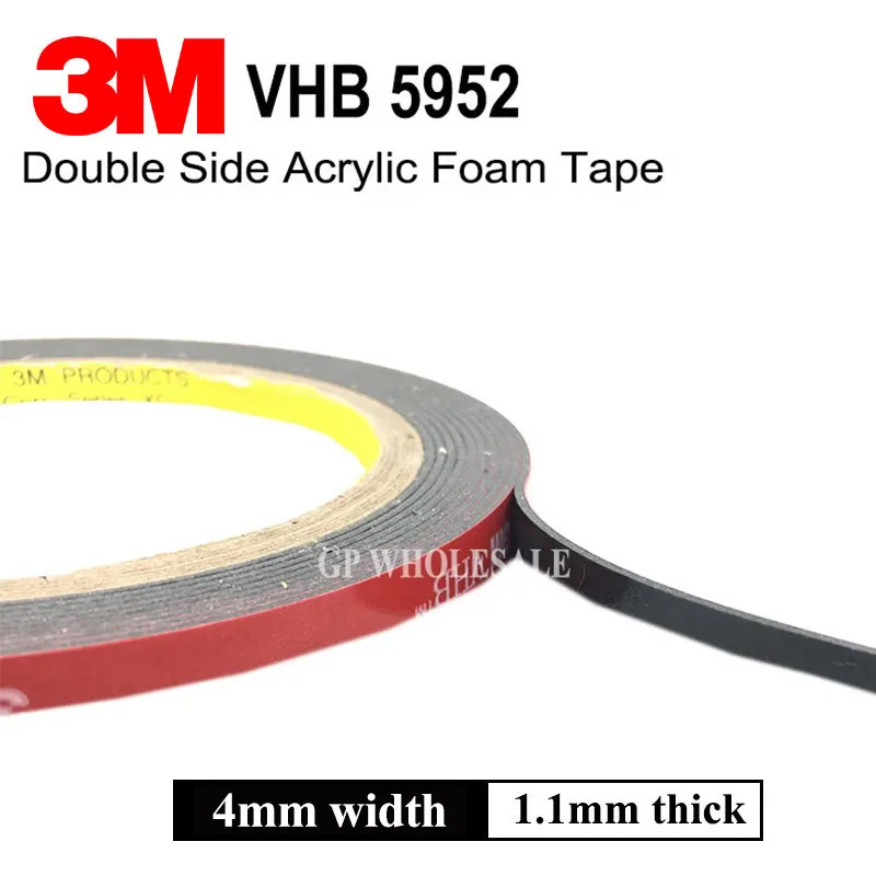 

1 roll 3M VHB #5952 Double-sided Acrylic Foam Adhesive Tape Automotive 3 Meters Long 4mm width