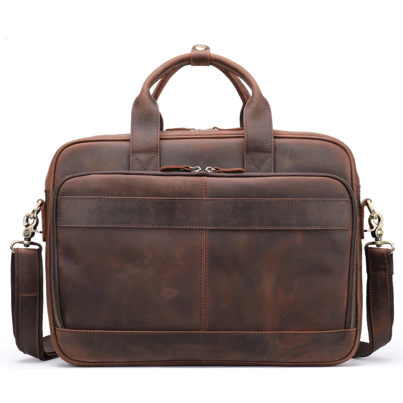 

Мужская сумка из воловьей кожи с верхним слоем, деловая горизонтальная сумка через плечо, винтажный мужской портфель из натуральной кожи