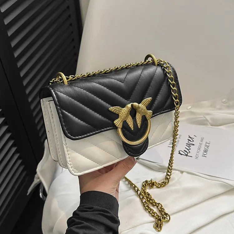 

Сумка на цепочке с текстурой козьей кожи, квадратная сумка через плечо, женская сумка-тоут «день-ночь», повседневная сумка на ремне, минималистичная кожаная сумка