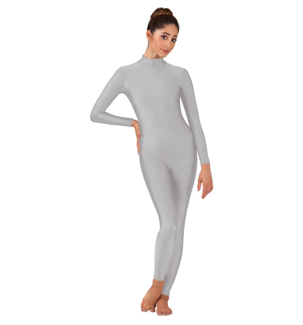 Vrouwen Spandex Ballet Unitard Mock Hals Lange Mouw Danspak Een stuk Kostuums Full Body Turnpakje Bodycon Jumpsuits Voetloze