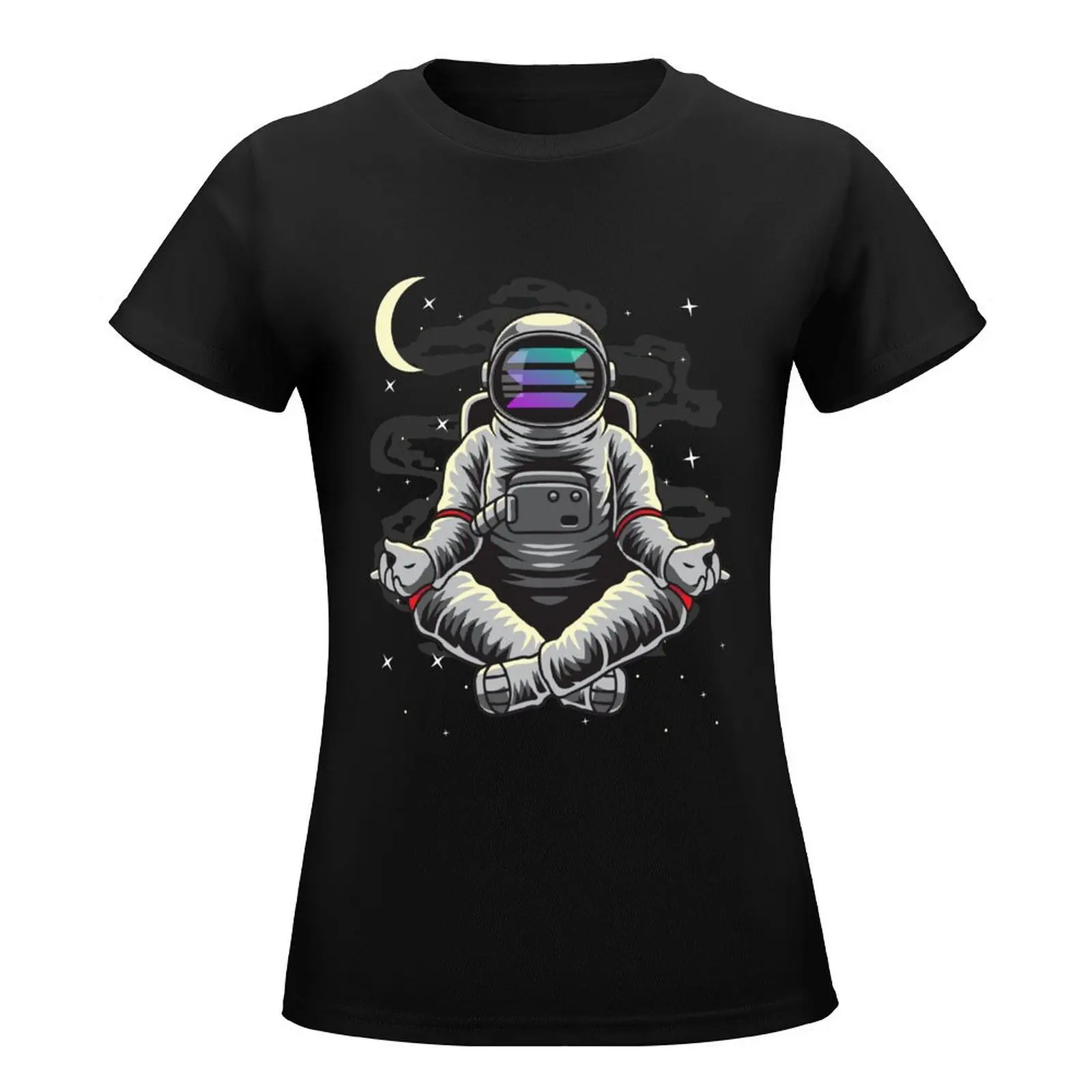 Astronaut Yoga Solana SOL Coin To The Moon Crypto Token Blockchain Cryptocurrency Wallet T-Shirt