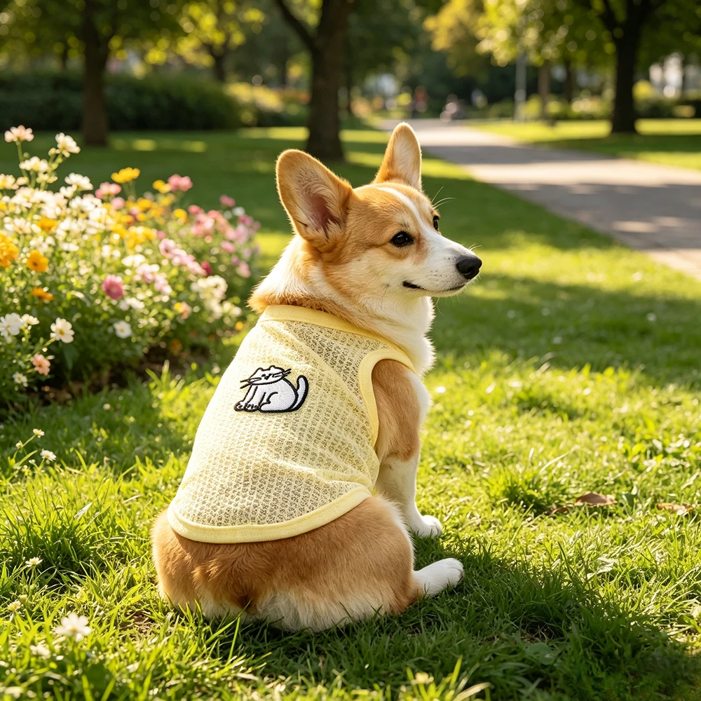1 Stück Atmungsaktive Sommer-Waffelstrick-Hundeweste Ärmelloses Trägeroberteil Haustier-Outfit für Kleine Hunde und Katzen