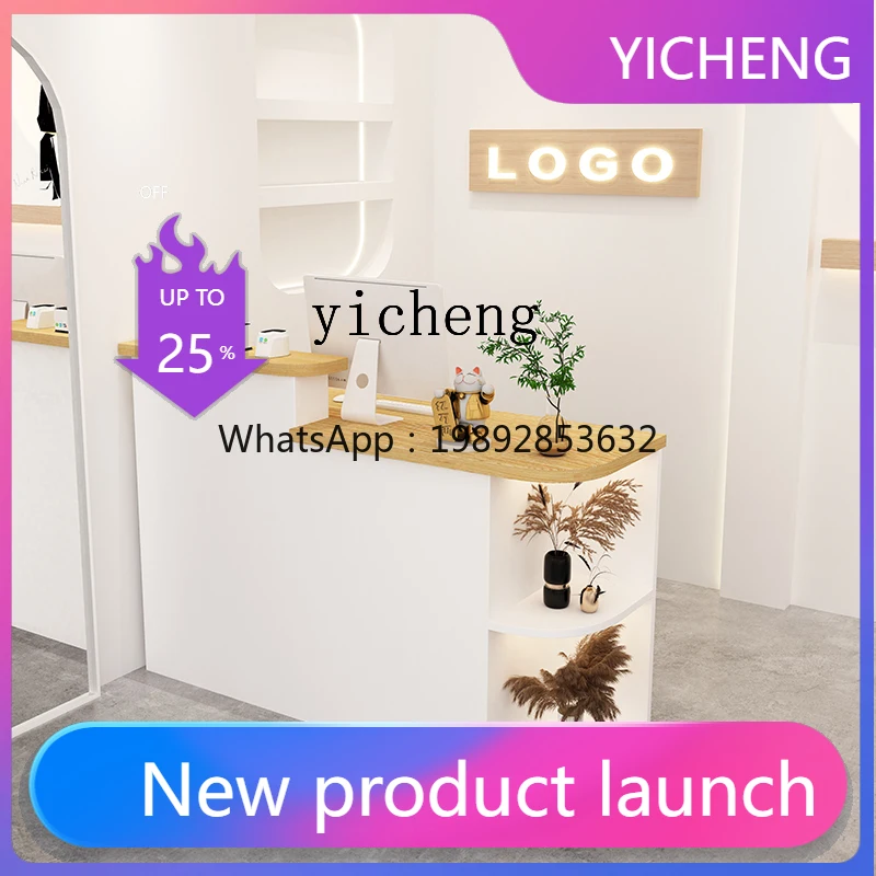 

LYY clothing store bar counter small checkout page manicure and beauty shop front desk reception desk cream wind arc bar table