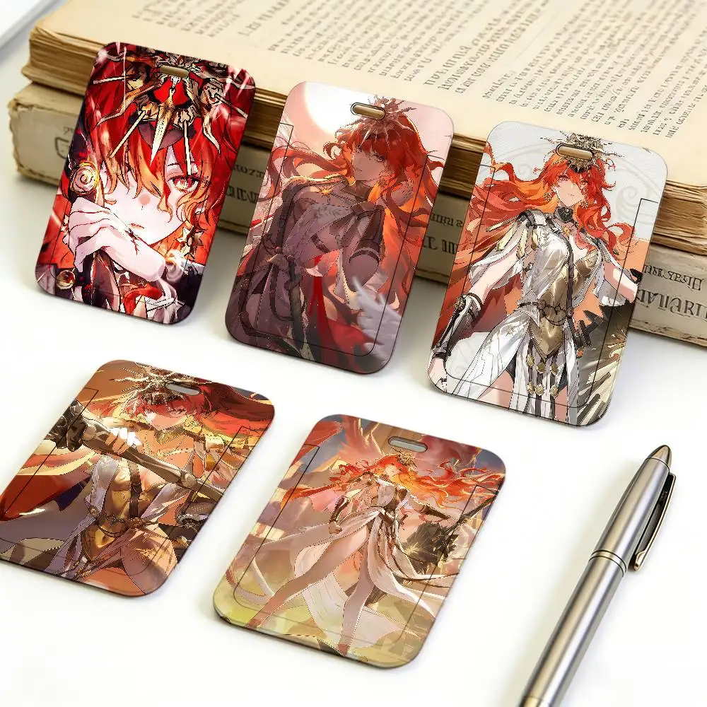 Game Wuthering Waves AUGUSTA Plastic Card Cover Soft Neck Lanyard Durable Work Pass Holder Office Badge Protector Case