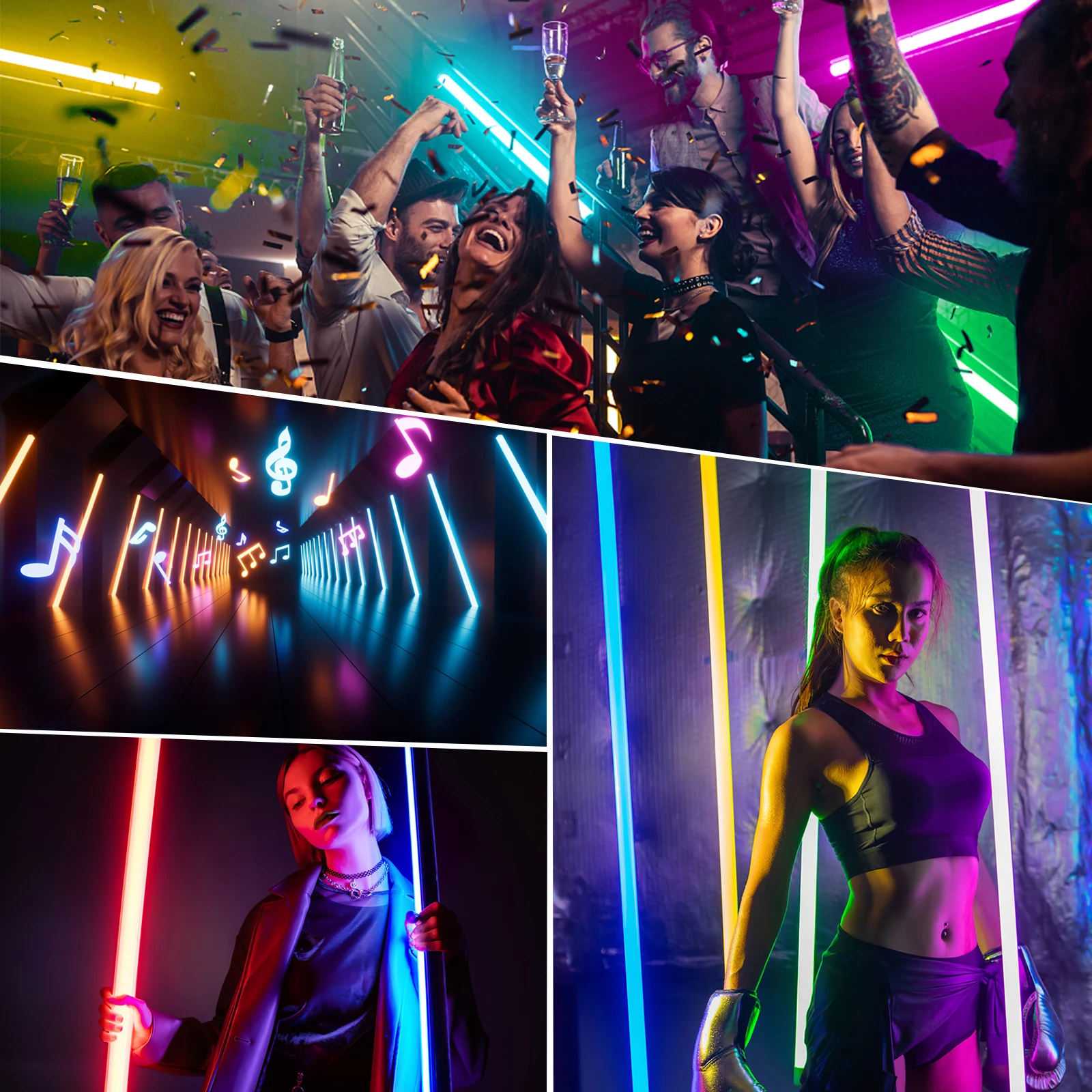 LUXCEO 85cm120cm RGB Mood Light Bluetooth APP Control LED Atmosphere Lamp Stick for DJ Lighting, Dance Club, Studio, photography