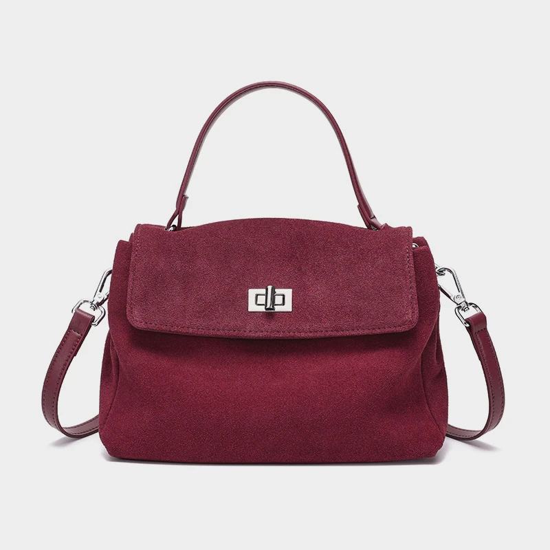 

Hifashion Ретро замшевые сумки-тоут из натуральной кожи для женщин 2025 Роскошные дизайнерские квадратные рабочие женские сумки через плечо