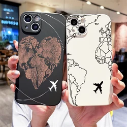 Planes World Map Travel Soft Phone Case For iPhone 15 11 13 12 Pro Max XS XR X 7 8 Plus SE2022 Cover For iPhone 14 Pro Max Cases