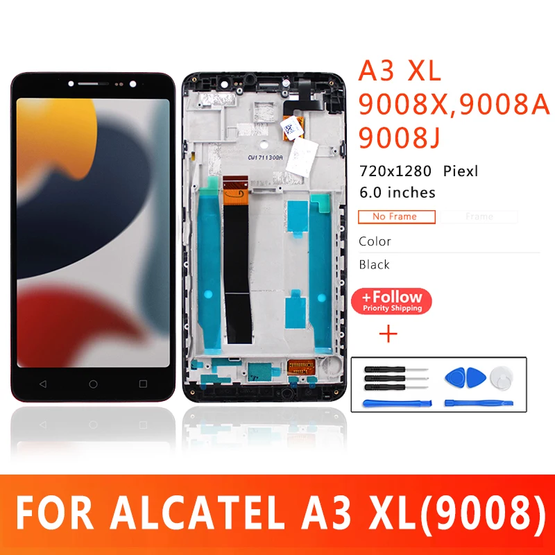 6.0 inch Premium Quality LCD For alcatel A3 XL 9008X 9008A 9008J Screen Touch Screen Display For A3 XL LCD Replacement Parts