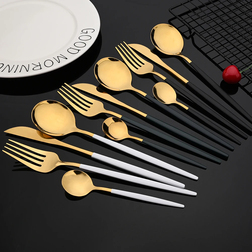 Dinnerware 12Pcs Rainbow Silverware Cutlery Set Stainless Steel Fork Spoon Knife Luxury Flatware Home Kitchen Dinner Set