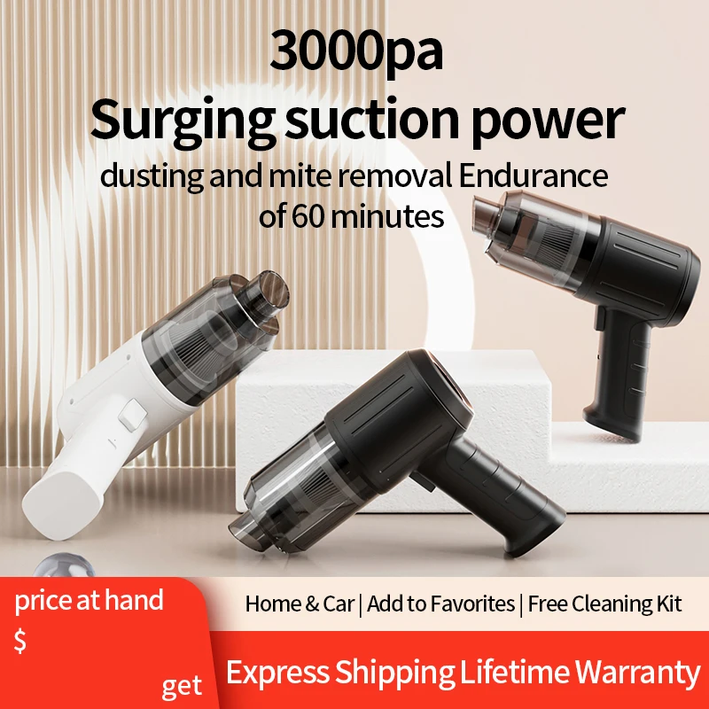 Car Vacuum Cleaner with Wireless Charging, Dual-Use for Home and Car, Powerful Suction Car Vacuum Cleaner