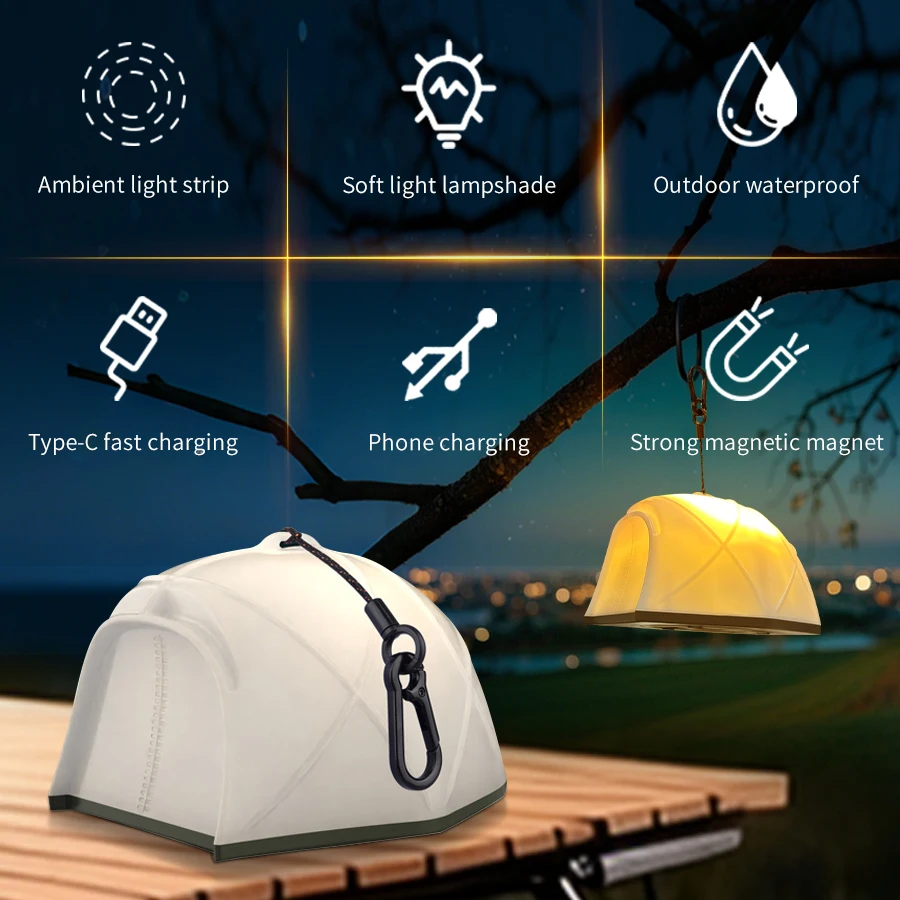 USB Charging LED Outdoor Camping Light 10M Colorful Tape Measure Light Portable Camping Tent Atmosphere Light Outdoor gadgets