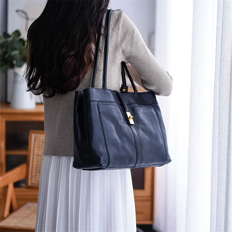PNDME fashion designer luxury handmade genuine leather women's large-capacity tote bag travel handbag cow leather shoulder bag