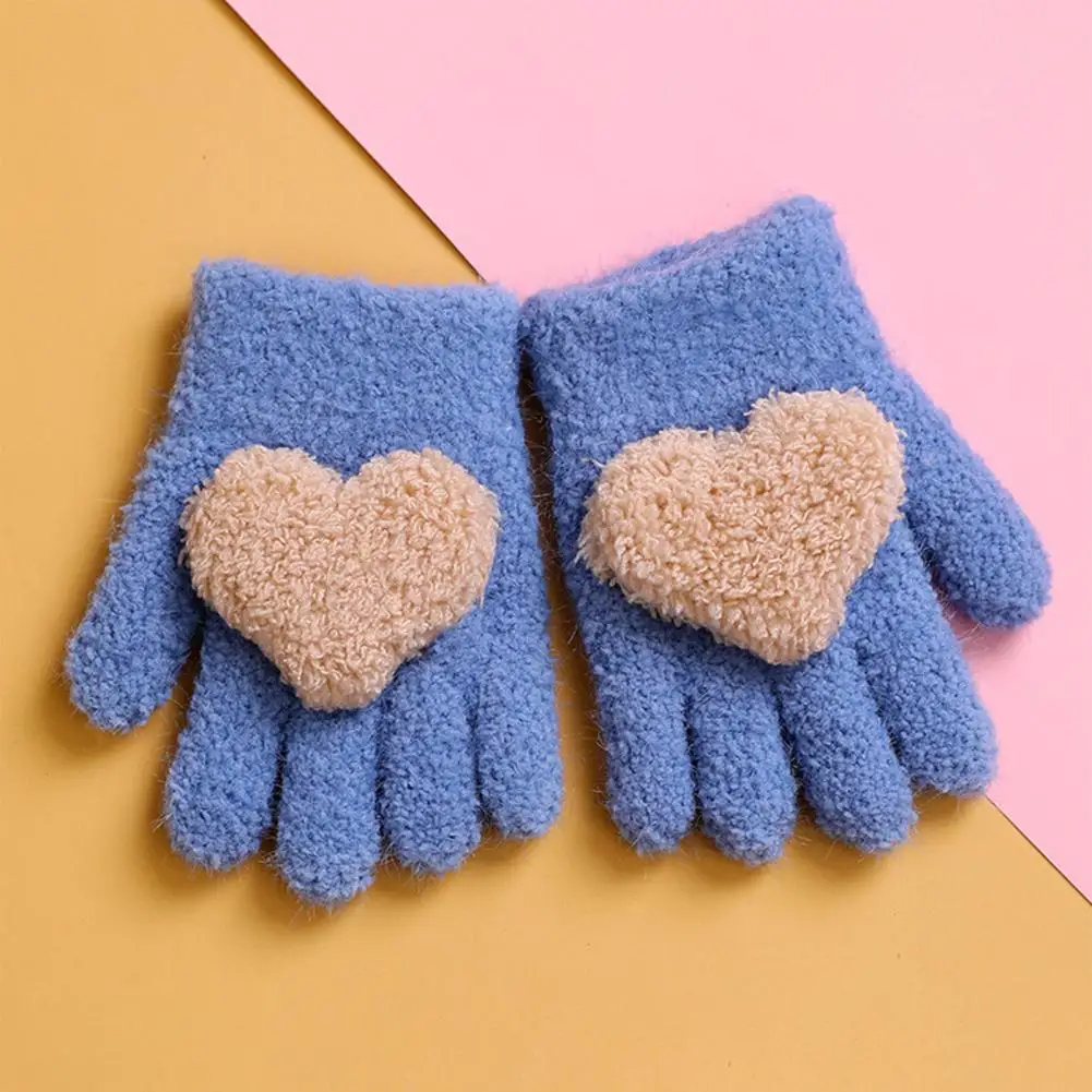 Children Gloves Cozy Stylish Patchwork Color Kids Gloves Warm Knitted Mittens for Children for Autumn Winter Seasons Warm Baby