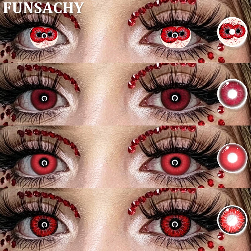 FUNSACHY 2 Stück Neue Cosplay Farbige Kontaktlinsen Halloween Kontaktlinsen Rollenspiel Schönheits-Make-up-Produkte Augenvergrößernde Linsen