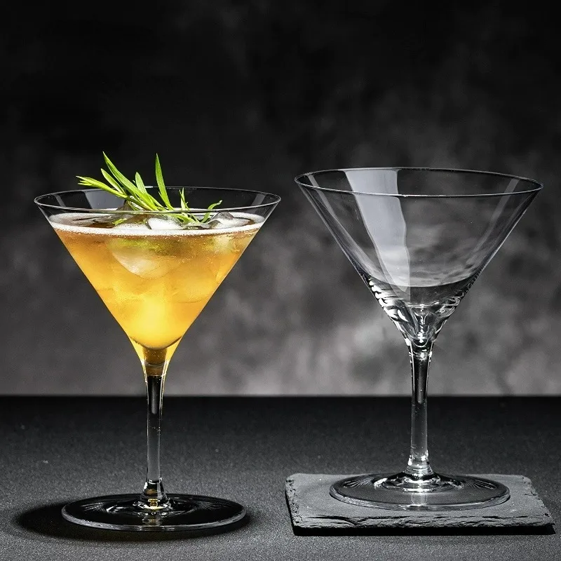 Classic Triangle Martini Glass Clear Stemmed Cocktail Goblet Wide Rim Martini Cup for Gin Mixed Drinks Home Bar Party Drinkware