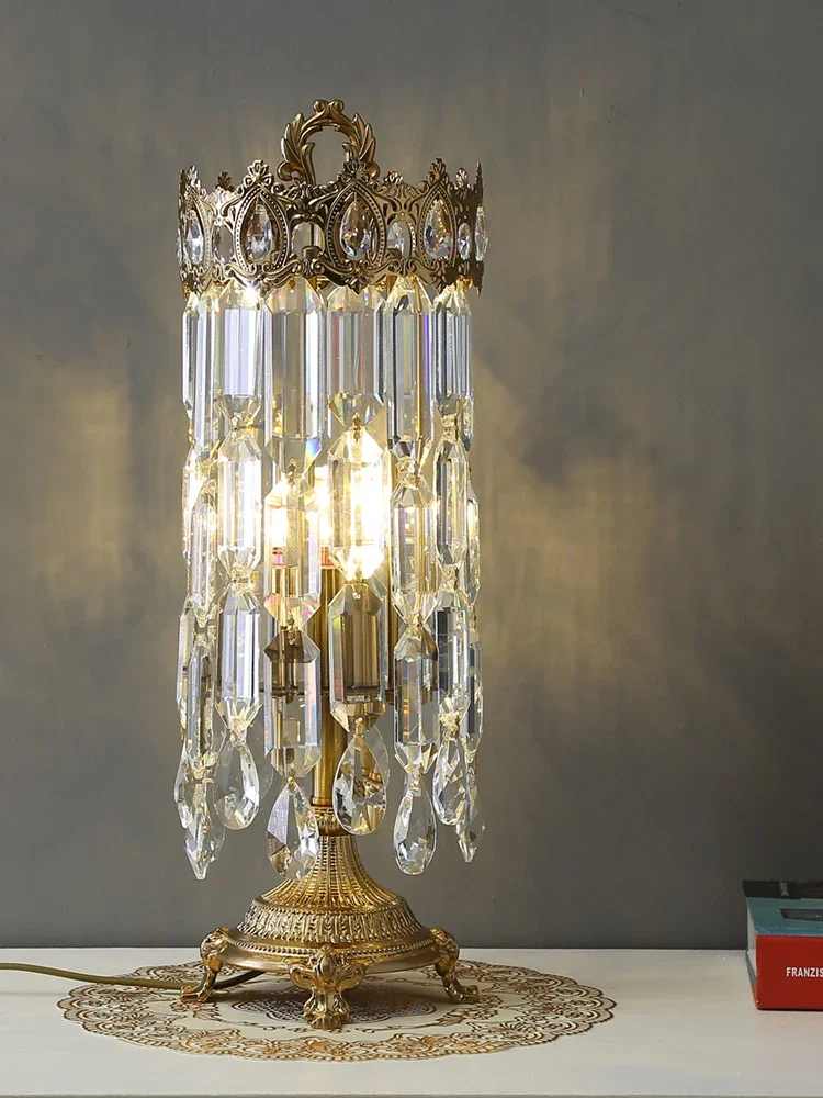 

European light luxury bedside lamp French bedroom living room princess room dresser crystal crown table lamp