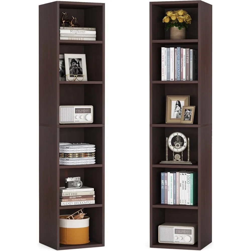 Bookshelf  71.65 Inch Tall Cubby Set of 2, White Modern Bookcase with 12 Cube Storage for Home Office, Vertical or Horizontal