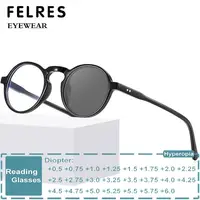 Gafas de lectura fotocromáticas Retro redondas para hombre, lentes ópticas ultraligeras para exteriores, color gris, + 1,25 + 1,75 + 2,25 + 2,75