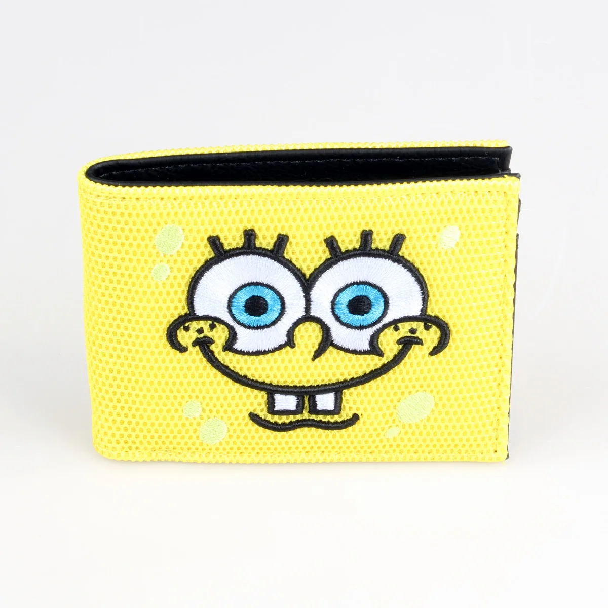 Yellow Sandwich Mesh Anime Embroidered Wallet, Designer Personalized ID Card Clip