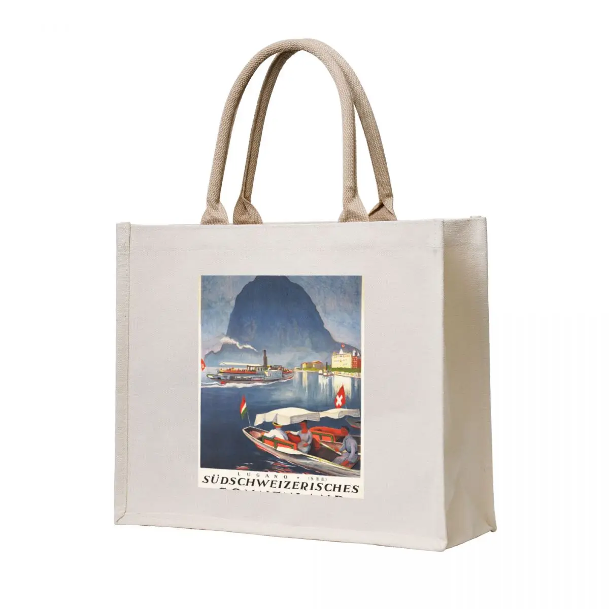 

LUGANO Sudschweizerisches SONNENLAND Vintage Tourism Travel Poster 1924 by Otto Baumberger Tote Bag tote bag custom