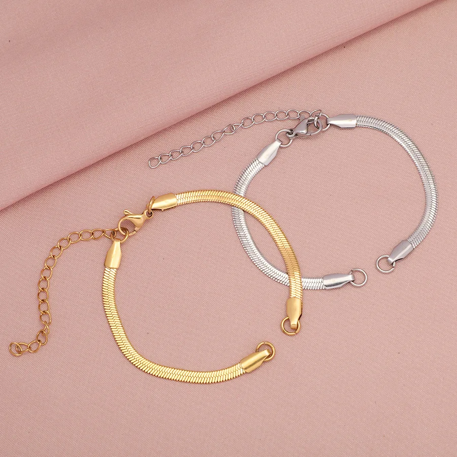 

5Pcs/Lot Stainless Steel DIY Bracelet Snake Chains for Fashion Jewelry Finding Accessories Wholesale 15+5cm