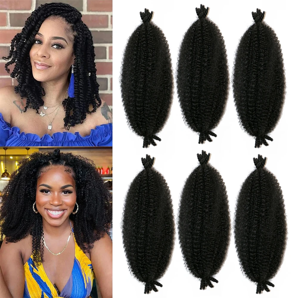 1/3/6 Packs Pre-Separated Springy Afro Twist Hair 12 Inch Synthetic Marley Twist Braiding Hair for Black Women