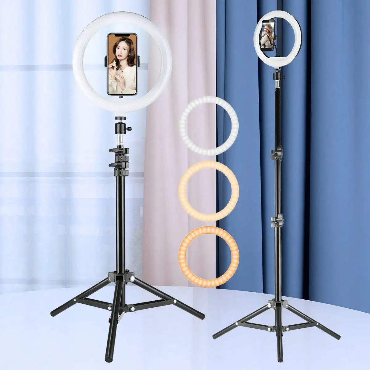 

10-Inch LED Ring Light With 47.24-Inch Stable Tripod, Suitable For Photography, Video Shooting, Outdoor Live Streaming, Makeup, Compatible With All Smartphones