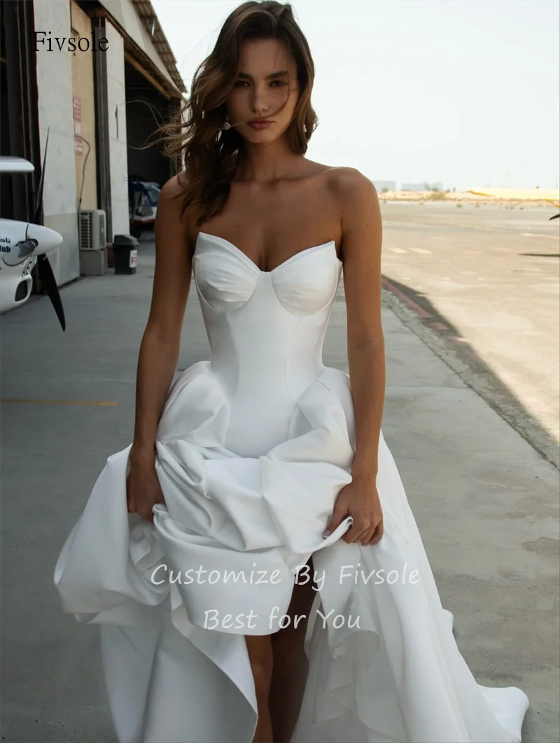 

Fivsole Classic Sweetheart Neck A Line Wedding Dress Backless Bride Gowns Floor Length Bride Dress vestidos de novia Customized