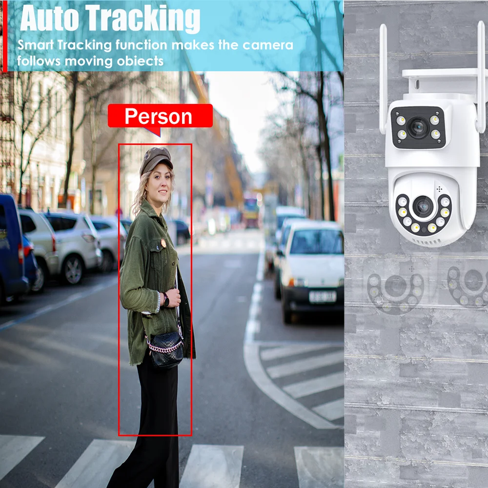 Imagem -02 - Câmera Exterior do ip de Ptz da Tela Dupla Seguimento Humano do ai Fiscalização do Cctv 2k hd Sim 4k Cartão de 8mp ai Lente Dupla 4g