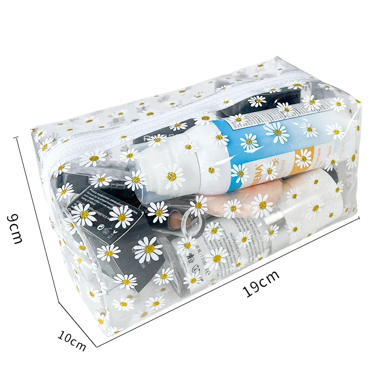 Daisy Portable Travel Wash Bag, Transparent Waterproof Makeup Storage Pouch, Large Capacity Cosmetic Organizer, Beauty Bags