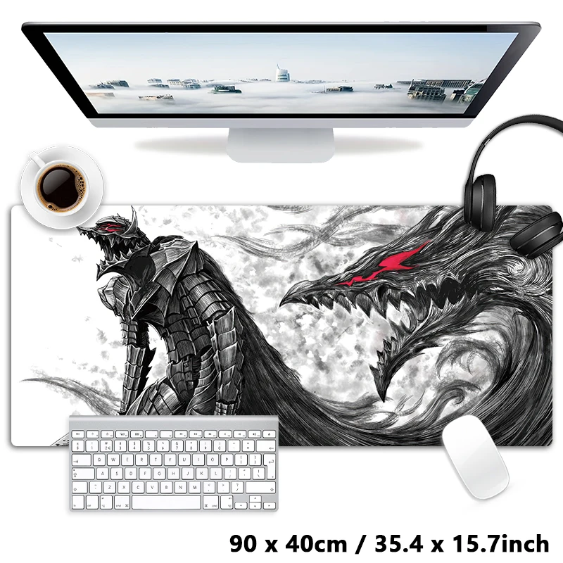 Japanese Manga Berserker Armor Black Swordsman Guts Mouse pad Gaming XXL Mousepad Keyboard Carpet Desktop Mat