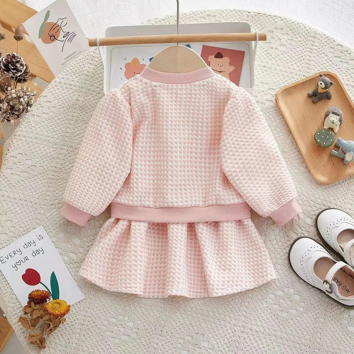 Girls Little Fragrant Dress Set 2024 New Short Fashion Coat Princess Dress Two Piece Set Kids Outfits